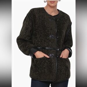 7 For All Mankind Dark Olive Faux Shearling Jacket